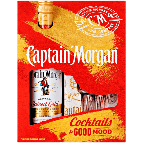 Ромовий напій Captain Morgan Spiced Gold 0.7л + склянка